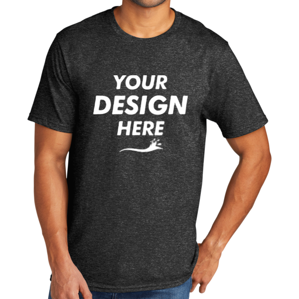 Port & Co Tri Blend Tee, Black Heather, Front view, Mockup