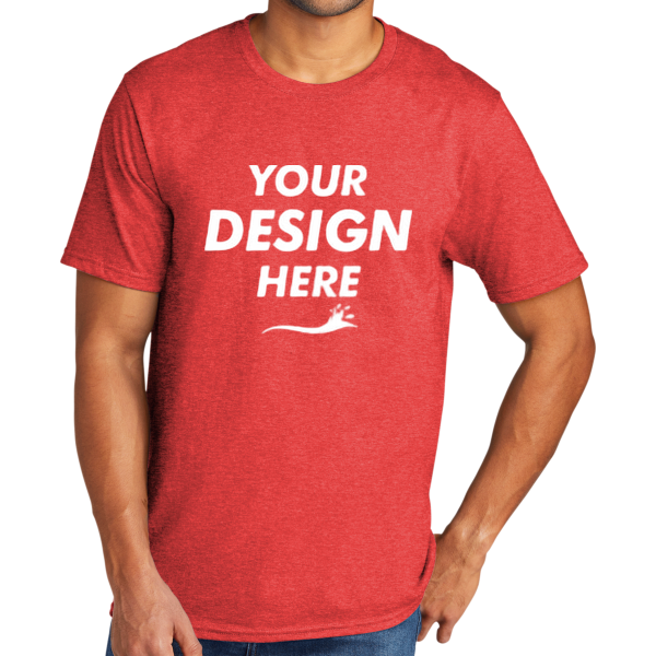 Port & Co Tri Blend Tee, Bright Red Heather, Front view, Mockup