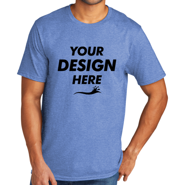 Port & Co Tri Blend Tee, Carolina Blue Heather, Front view, Mockup