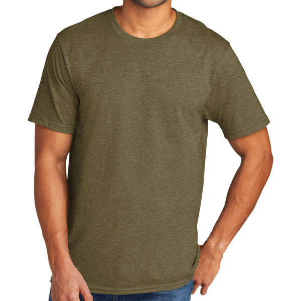 Port & Co Tri Blend Tee, Coyote Brown Heather, Front view