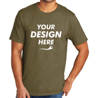 Port & Co Tri Blend Tee, Coyote Brown Heather, Front view, Mockup
