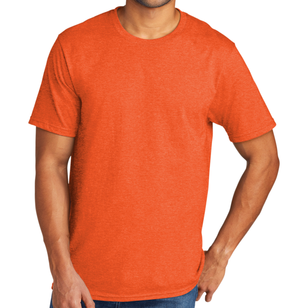 Port & Co Tri Blend Tee, Deep Orange Heather, Front view