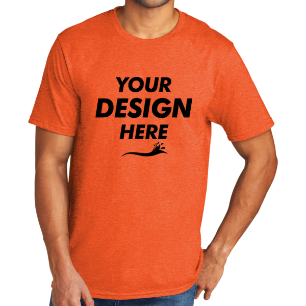 Port & Co Tri Blend Tee, Deep Orange Heather, Front view, Mockup