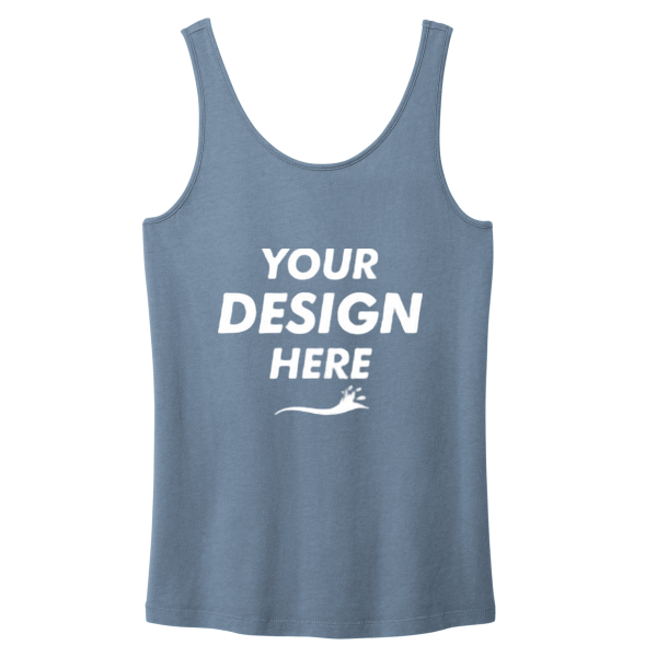 Port & Co Women's Beach Wash ® Garment Dyed Tank, Faded Denim, Front view, Mockup