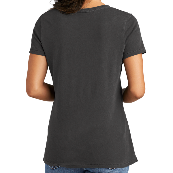 Port & Co Women's Beach Wash ® Garment Dyed V Neck Tee, Coal, Back view