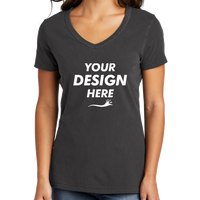 Port & Co Women's Beach Wash ® Garment Dyed V Neck Tee, Coal, Front view, Mockup