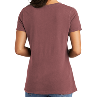 Port & Co Women's Beach Wash ® Garment Dyed V Neck Tee, Nostalgia Rose, Back view