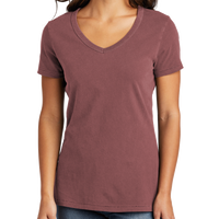 Port & Co Women's Beach Wash ® Garment Dyed V Neck Tee, Nostalgia Rose, Front view