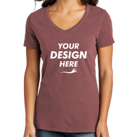 Port & Co Women's Beach Wash ® Garment Dyed V Neck Tee, Nostalgia Rose, Front view, Mockup