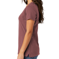 Port & Co Women's Beach Wash ® Garment Dyed V Neck Tee, Nostalgia Rose, Left Sleeve view