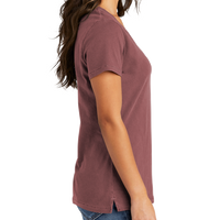 Port & Co Women's Beach Wash ® Garment Dyed V Neck Tee, Nostalgia Rose, Right Sleeve view