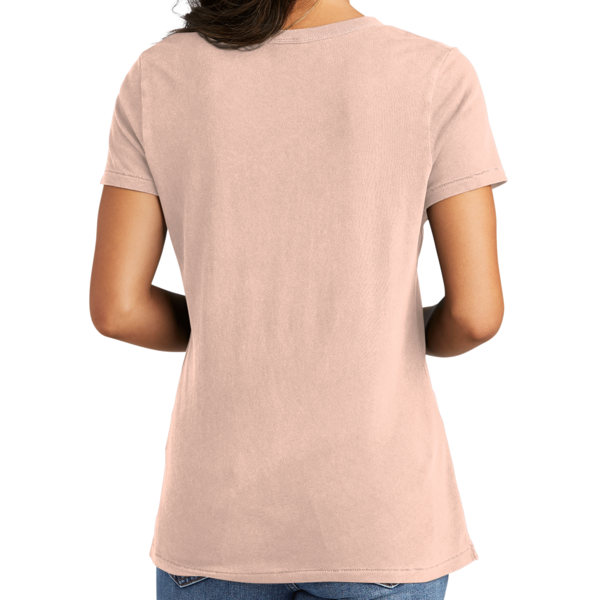 Port & Co Women's Beach Wash ® Garment Dyed V Neck Tee, Peach, Back view