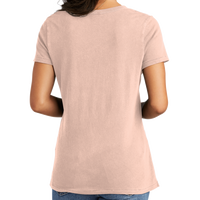 Port & Co Women's Beach Wash ® Garment Dyed V Neck Tee, Peach, Back view