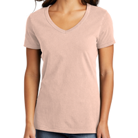 Port & Co Women's Beach Wash ® Garment Dyed V Neck Tee, Peach, Front view