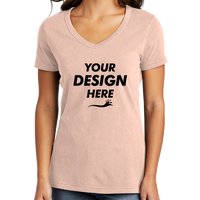 Port & Co Women's Beach Wash ® Garment Dyed V Neck Tee, Peach, Front view, Mockup