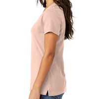 Port & Co Women's Beach Wash ® Garment Dyed V Neck Tee, Peach, Left Sleeve view
