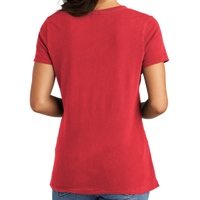 Port & Co Women's Beach Wash ® Garment Dyed V Neck Tee, Poppy, Back view