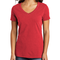 Port & Co Women's Beach Wash ® Garment Dyed V Neck Tee, Poppy, Front view
