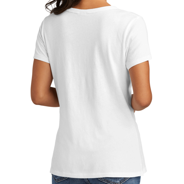 Port & Co Women's Beach Wash ® Garment Dyed V Neck Tee, White, Back view