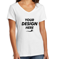 Port & Co Women's Beach Wash ® Garment Dyed V Neck Tee, White, Front view, Mockup