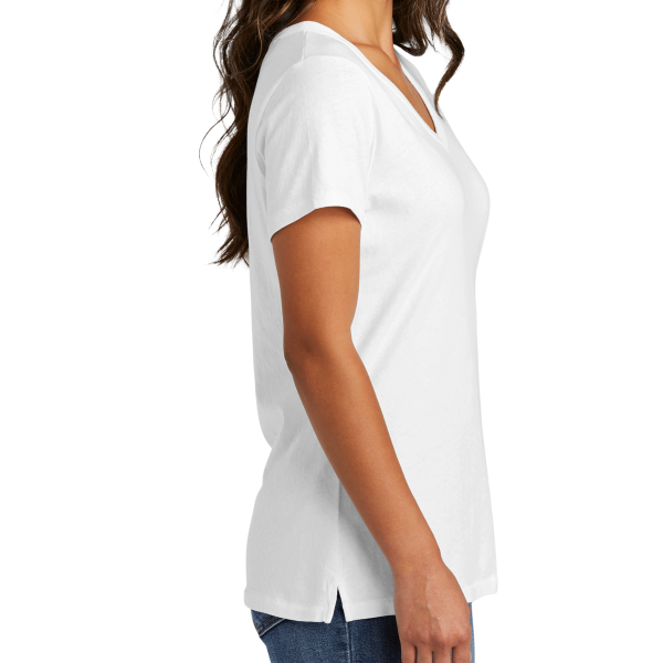 Port & Co Women's Beach Wash ® Garment Dyed V Neck Tee, White, Right Sleeve view