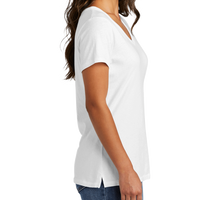 Port & Co Women's Beach Wash ® Garment Dyed V Neck Tee, White, Right Sleeve view
