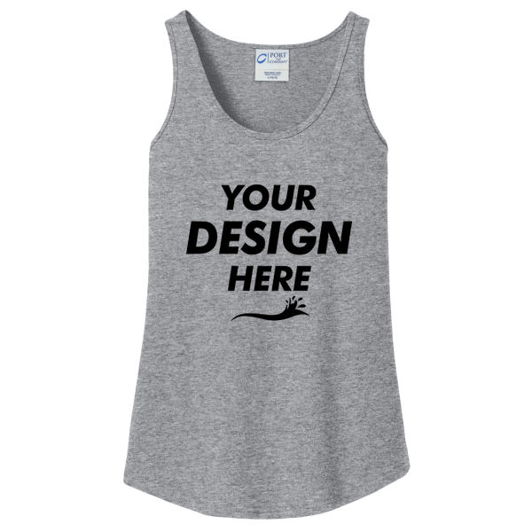 Port & Co Women's Core Cotton Tank Top, Athletic Heather, Front view, Mockup