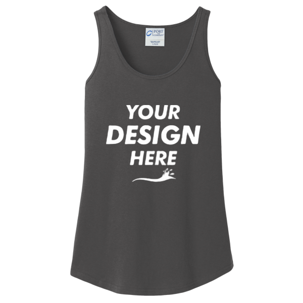 Port & Co Women's Core Cotton Tank Top, Charcoal, Front view, Mockup