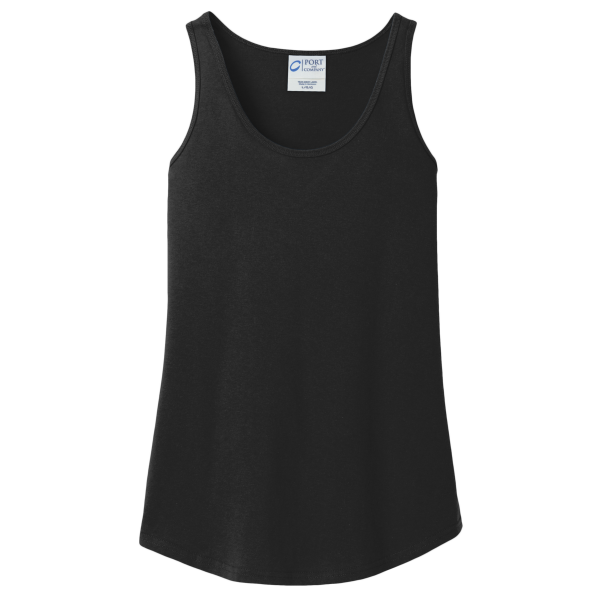 Port & Co Women's Core Cotton Tank Top, Jet Black, Front view