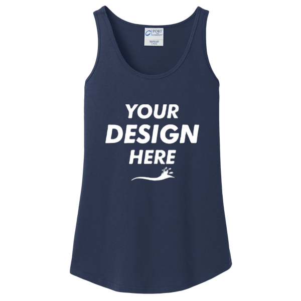 Port & Co Women's Core Cotton Tank Top, Navy, Front view, Mockup