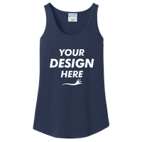 Port & Co Women's Core Cotton Tank Top, Navy, Front view, Mockup