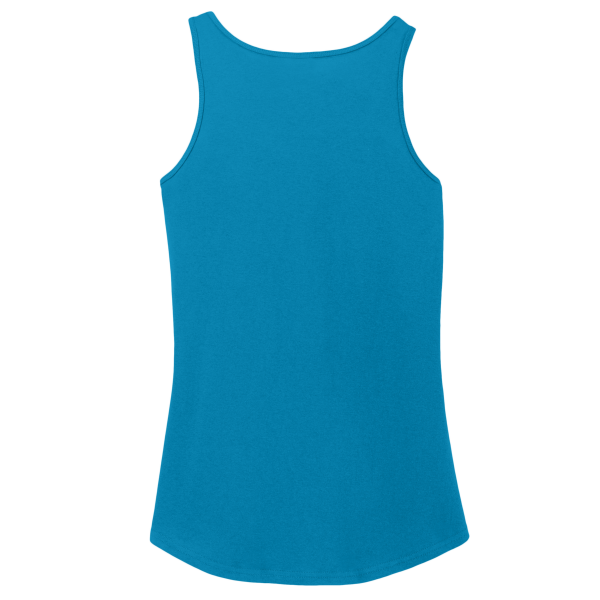 Port & Co Women's Core Cotton Tank Top, Neon Blue, Back view