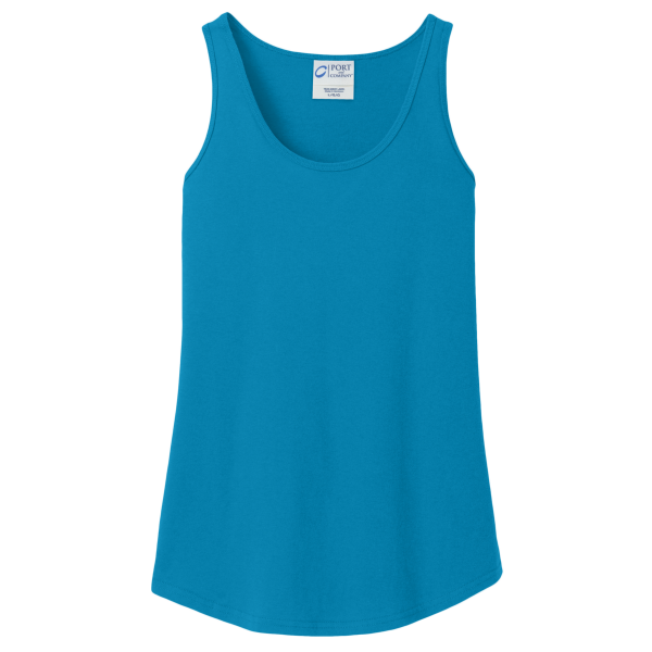 Port & Co Women's Core Cotton Tank Top, Neon Blue, Front view