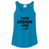 Port & Co Women's Core Cotton Tank Top, Neon Blue, Front view, Mockup