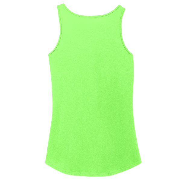 Port & Co Women's Core Cotton Tank Top, Neon Green, Back view