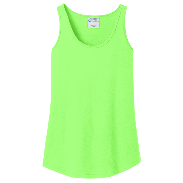 Port & Co Women's Core Cotton Tank Top, Neon Green, Front view