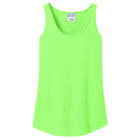 Port & Co Women's Core Cotton Tank Top, Neon Green, Front view