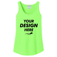 Port & Co Women's Core Cotton Tank Top, Neon Green, Front view, Mockup