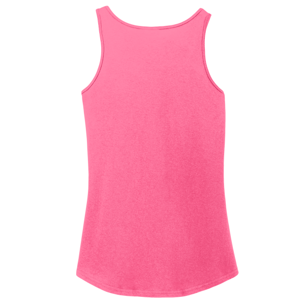 Port & Co Women's Core Cotton Tank Top, Neon Pink, Back view