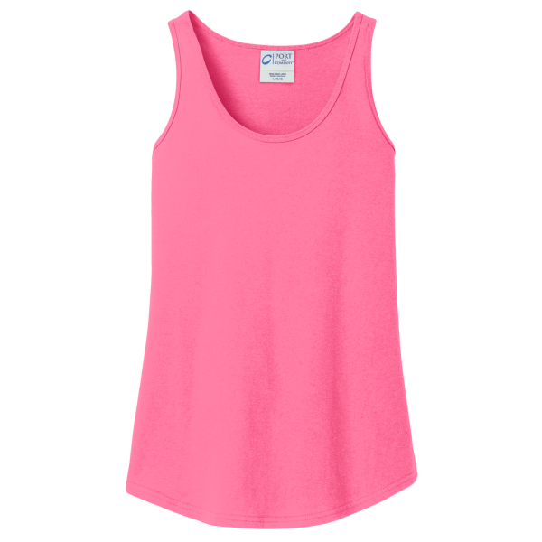 Port & Co Women's Core Cotton Tank Top, Neon Pink, Front view