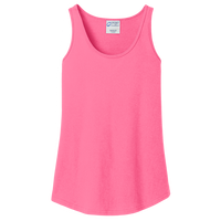 Port & Co Women's Core Cotton Tank Top, Neon Pink, Front view