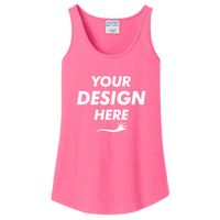 Port & Co Women's Core Cotton Tank Top, Neon Pink, Front view, Mockup