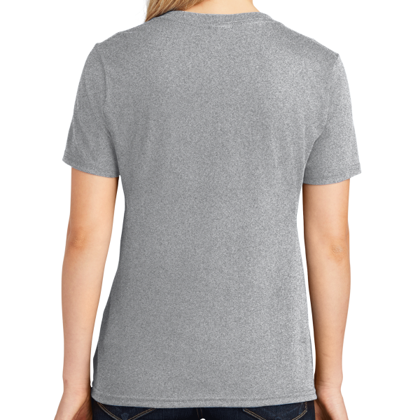 Port & Co Women's Core Cotton V Neck Tee, Athletic Heather, Back view