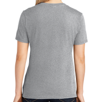 Port & Co Women's Core Cotton V Neck Tee, Athletic Heather, Back view
