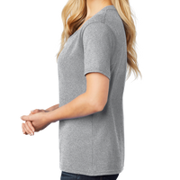 Port & Co Women's Core Cotton V Neck Tee, Athletic Heather, Left Sleeve view