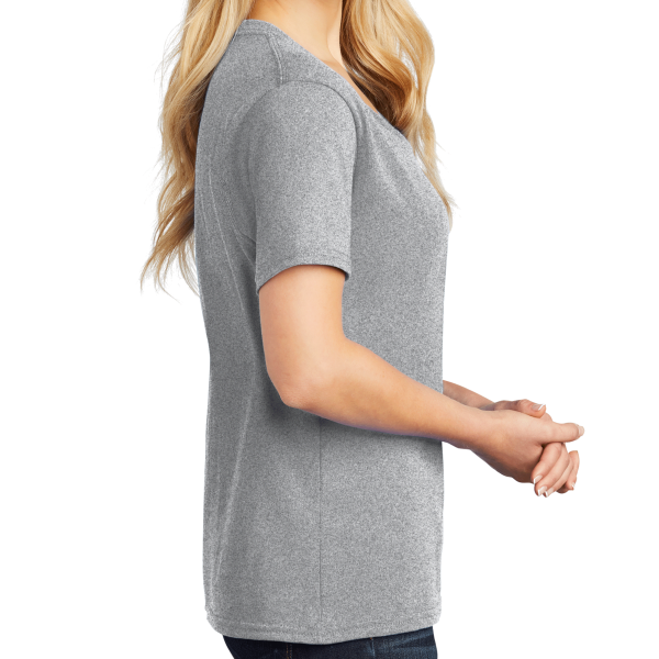 Port & Co Women's Core Cotton V Neck Tee, Athletic Heather, Right Sleeve view