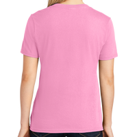 Port & Co Women's Core Cotton V Neck Tee, Candy Pink, Back view