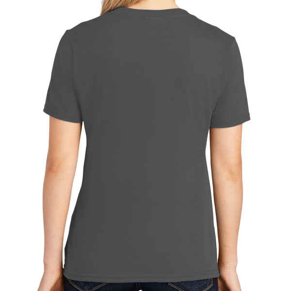 Port & Co Women's Core Cotton V Neck Tee, Charcoal, Back view