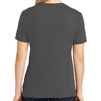 Port & Co Women's Core Cotton V Neck Tee, Charcoal, Back view