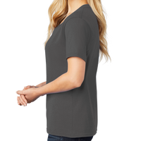 Port & Co Women's Core Cotton V Neck Tee, Charcoal, Left Sleeve view